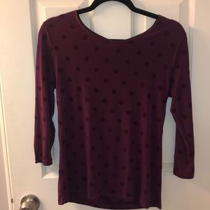 Purple Polka Dot 3/4 Sleeve Ann Taylor Top